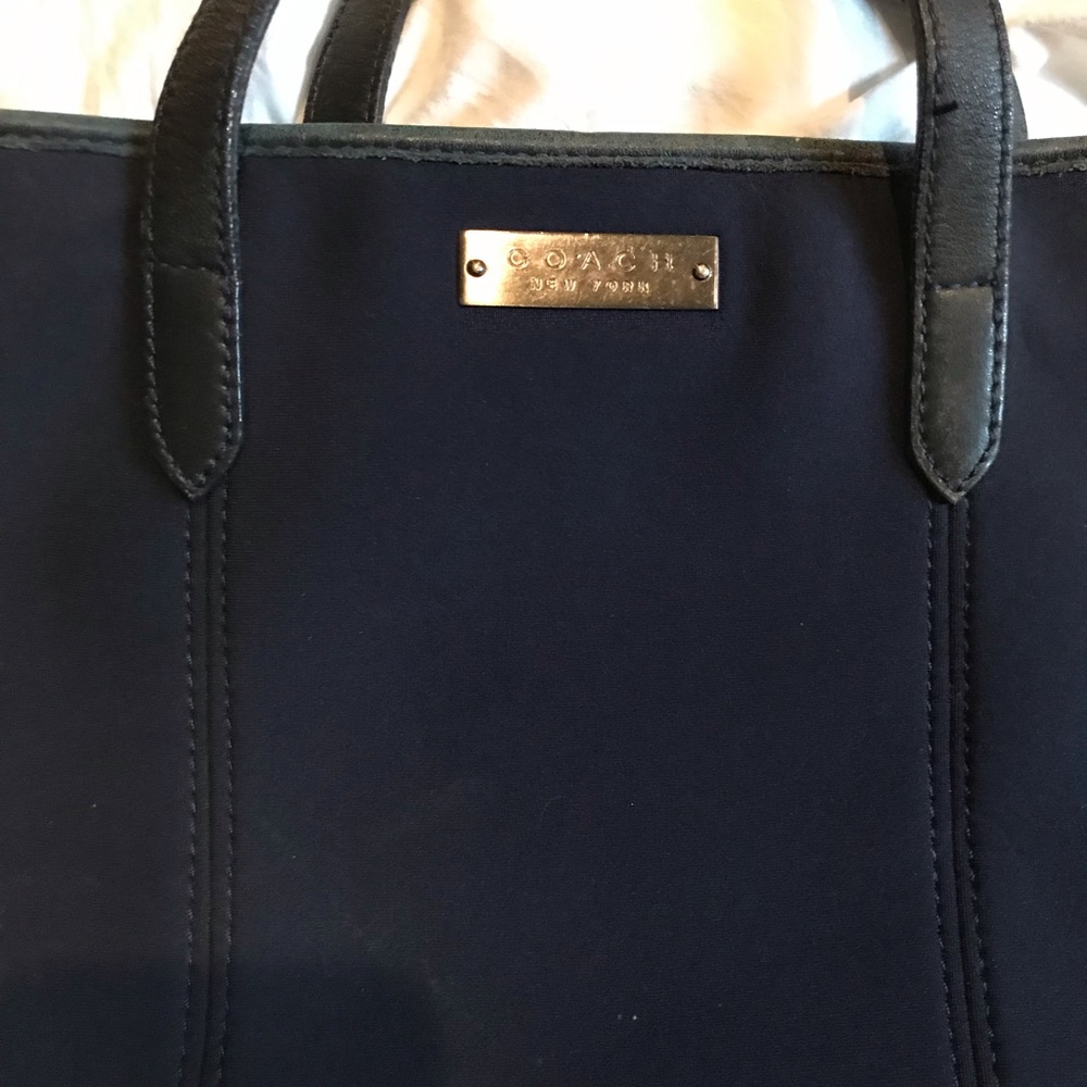 Coach black leather & neoprene shoulder purse